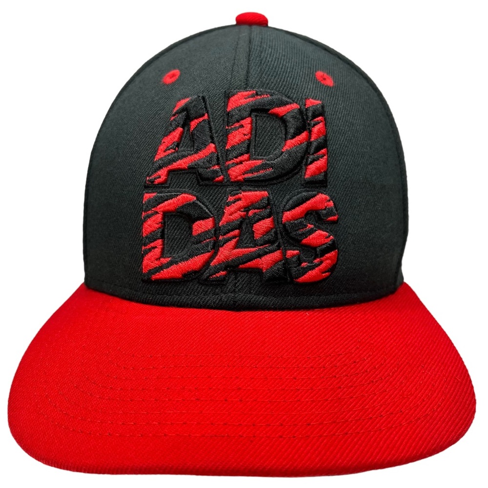 Adidas The Three Stripes‎ Brand Red & Black Zebra Spell Out Cap Strapback Hat